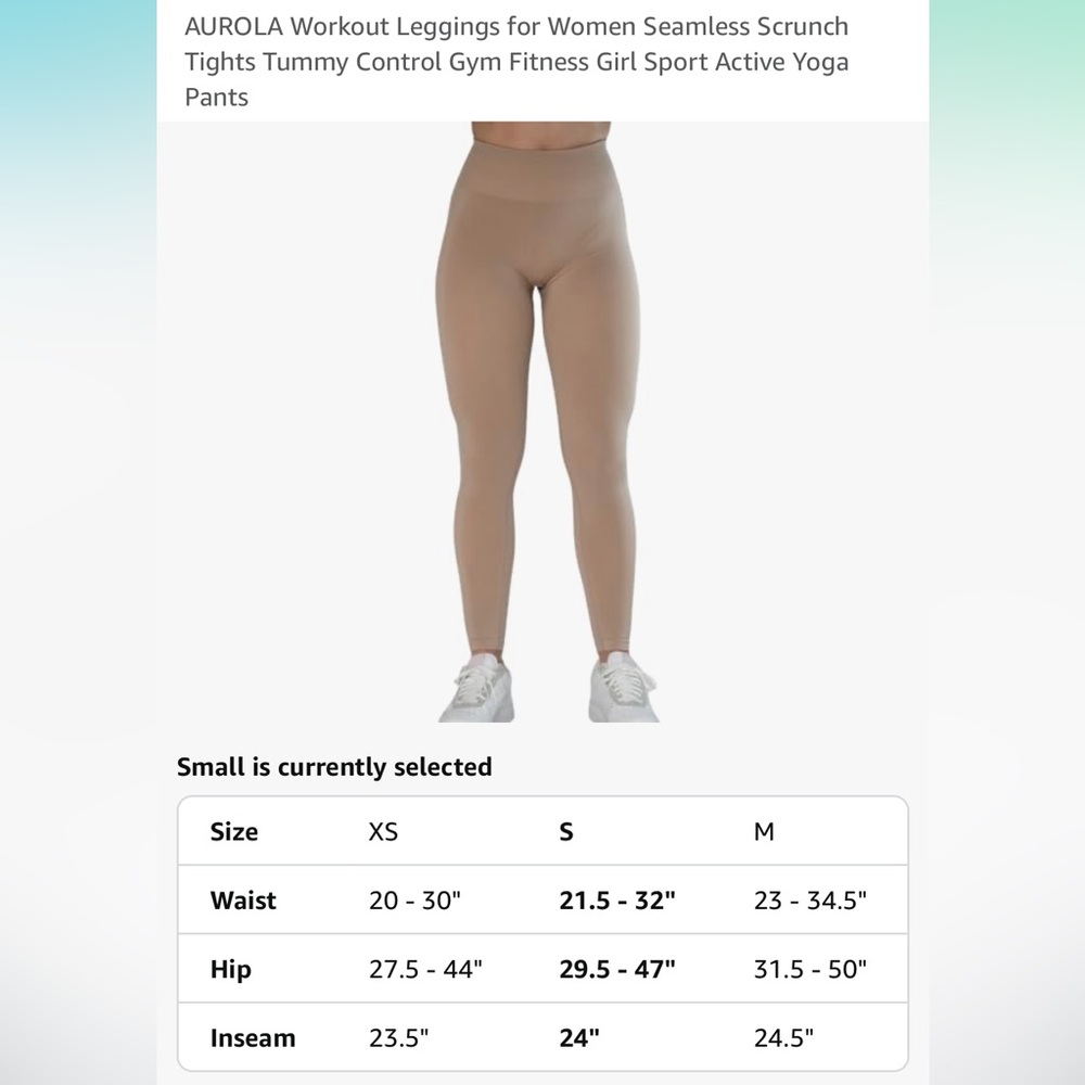 AUROLA Workout Leggings Seamless Scrunch Tights Tummy Control Gym Fitness NWOT. - Picture 5 of 12